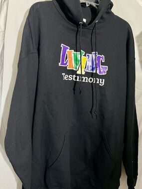 Men's Black 'Living Testimony' Crewneck Hoodie